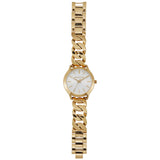 Michael Kors Runway Three-Hand White Dial Gold Steel Strap Watch for Women - MK7472