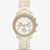 Michael Kors Runway Pavé Chronograph White Dial White Acetate Strap Watch for Women - MK7476