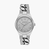 Michael Kors Lennox Pave Three-Hand Crystals Silver Dial Silver Steel Strap Watch for Women - MK7488