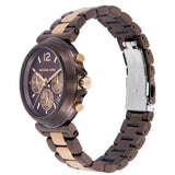 Michael Kors Maren Chronograph Brown Dial Two Tone Steel Strap Watch for Women - MK7496