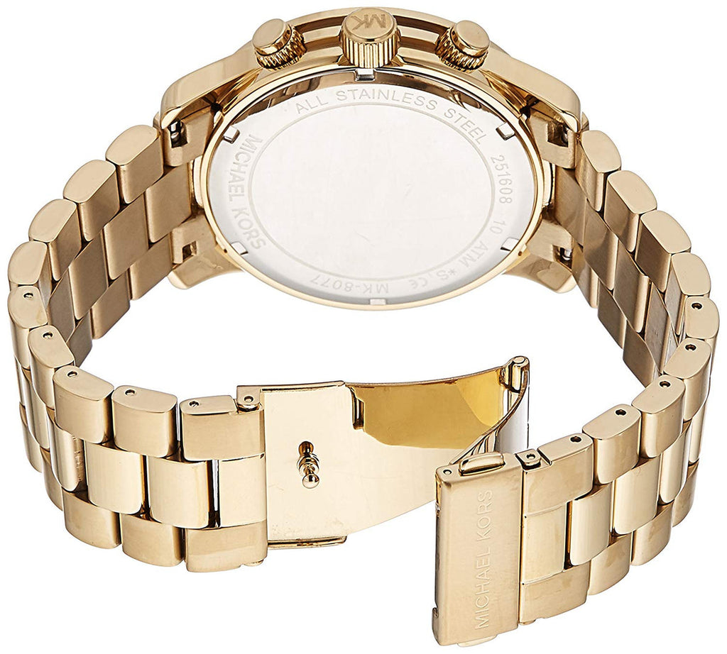Michael Kors Runway Gold Dial Gold Stainless Steel Strap  Watch for Men - MK8077