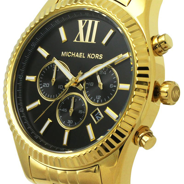 Michael Kors Lexington Men Chronograph Gold for Black Dial Watch Steel Strap