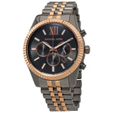 Michael Kors Lexington Chronograph Black Dial Two Tone Steel Strap Watch for Men - MK8561