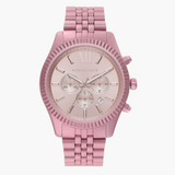 Michael Kors Lexington Chronograph Pink Dial Pink Steel Strap Watch for Women - MK8792