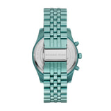 Michael Kors Lexington Chronograph Turquoise Dial Turquoise Steel Strap Watch For Men - MK8793