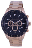 Michael Kors Layton Chronograph Black Dial Rose Gold Steel Strap Watch For Men - MK8824