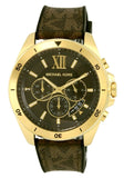 Michael Kors Brecken Chronograph Black Dial Brown Leather Strap Watch For Men - MK8849