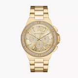 Michael Kors Lennox Chronograph Gold Dial Gold Steel Strap Watch For Men - MK8989