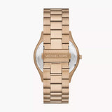 Michael Kors Slim Runway Three-Hand Gold Dial Gold Steel Strap Watch for Women - MK9122