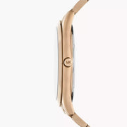 Michael Kors Slim Runway Three-Hand Gold Dial Gold Steel Strap Watch for Women - MK9122