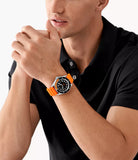 Michael Kors Maritime Three-Hand Analog Black Dial Orange Silicone Strap Watch for Men - MK9157