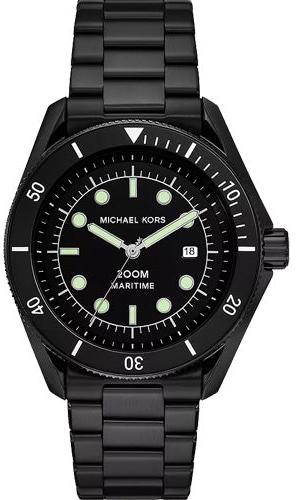 マーフィー 　タイムセール Michael Kors Maritime Three Hand Black Dial Black Steel Strap