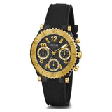 Guess Cosmic Multifunction Black Dial Black Silicone Strap Watch For Women - GW0466L1