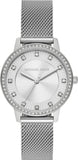 Michael Kors Quartz Crystals White Dial Silver Mesh Strap Watch for Women - MKO1013