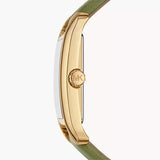 Michael Kors Monroe Three-Hand Silver Dial Green Leather Strap Watch for Women - MKO1028