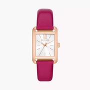 Michael Kors Monroe Three Hand White Dial Pink Leather Strap Watch for Women - MKO1029
