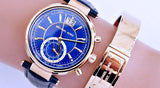 Michael Kors Sawyer Blue Dial Blue Leather Strap Watch for Women - MK2425