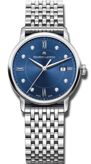 Maurice Lacroix Eliros Diamonds Blue Dial Silver Steel Strap Watch For Women - EL1094-SS002-450-1