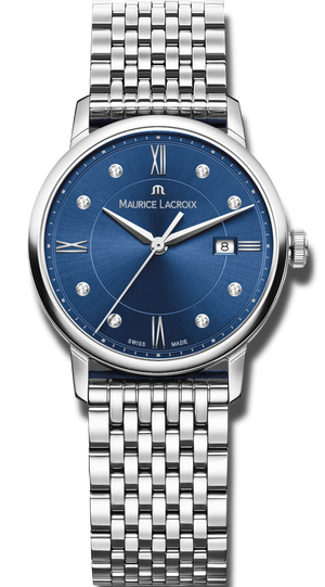 Maurice Lacroix Eliros Diamonds Blue Dial Silver Steel Strap Watch For Women - EL1094-SS002-450-1