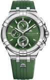 Maurice Lacroix Aikon Chronograph Green Dial Green Rubber Strap Watch for Men  - AI1018-SS000-630-5