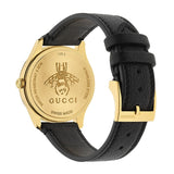 Gucci G Timeless Quartz Silver Dial Black Leather Strap Watch For Women - YA1264181