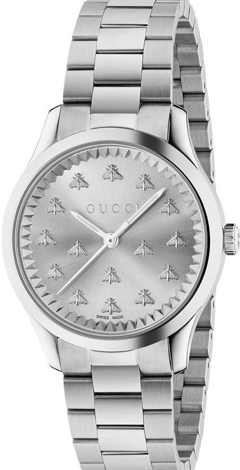 gmn5 650×1150シルバー Gucci G Timeless Quartz Silver Dial Silver Steel Strap Watch