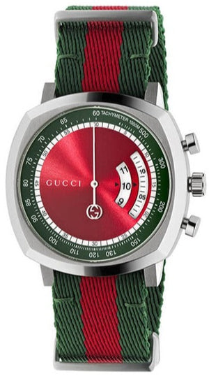 Gucci Grip Quartz Chronograph Red Dial Two Tone NATO Strap Watch for Men - YA157304