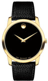 Movado Museum Black Dial Black Leather Strap Watch For Men - 0607014