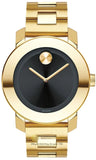 Movado Bold Black Dial Gold Steel Strap Unisex Watch - 3600397