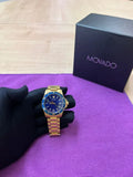 Movado Series 800 Blue Dial Gold Steel Strap Watch For Men - 2600144