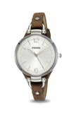 Fossil Georgia White Dial Brown Leather Strap Watch for Women - ES3060