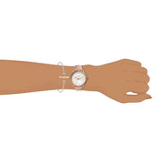 Fossil Tailor Quartz White Dial Pink Leather Strap Watch for Women - ES4393
