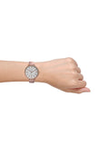 Fossil Jacqueline White Dial Pink Leather Strap Watch for Women - ES4303