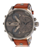 Diesel Mr Daddy Quartz Grey Dial Brown Leather Strap Watch For Men - DZ7413