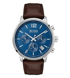 Hugo Boss Attitude Blue Dial Brown Leather Strap Watch for Men - 1513606