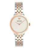 Emporio Armani Modern Slim Analog Mother of Pearl Dial Two Tone Steel Strap Watch For Women - AR11157