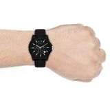 Armani Exchange Outerbanks Chronograph Black Dial Black Silicone Strap Watch For Men - AX1326