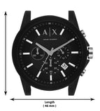 Armani Exchange Outerbanks Chronograph Black Dial Black Silicone Strap Watch For Men - AX1326