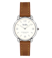 Coach Delancey Slim Cream Dial Brown Leather Strap Watch For Women - 14502789