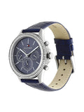 Tommy Hilfiger Ari Quartz Diamonds Blue Dial Blue Leather Strap Watch for Women - 1781979