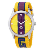 Gucci G Timeless Quartz Yellow & Purple Dial Yellow & Purple NATO Strap Watch For Men - YA1264069