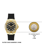 Guess Venus Diamonds Black Dial Black Rubber Strap Watch for Women - GW0118L1