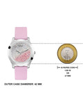 Guess Crush Crystals Silver Dial Pink Rubber Strap Watch for Women - W1223L1