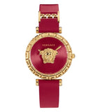 Versace Palazzo Empire Greca Red Dial Red Leather Strap Watch for Women - VEDV00319