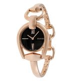 Gucci Horsebit Collection Black Dial Rose Gold Steel Strap Watch For Women - YA139507