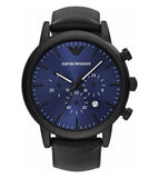 Emporio Armani Luigi Analog Blue Dial Black Leather Strap Watch For Men - AR11351