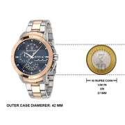 Maserati Ingegno Chronograph Blue Dial Two Tone Steel Strap Watch for Men - R8873619002