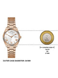 Guess Luna White Dial Rose Gold Steel Strap Watch for Women - GW0308L3