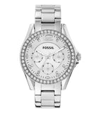 Fossil Riley Multifunction Silver Dial Silver Steel Strap Watch for Women - ES3202