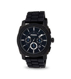 Fossil Machine Chronograph Black Dial Black Silicone Strap Watch for Men - FS4487